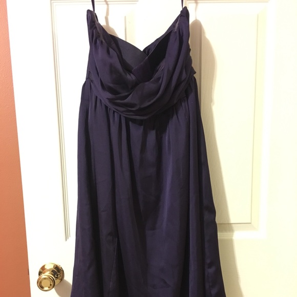 Silk Dark Purple Bridesmaids Dress strapless - Picture 1 of 5